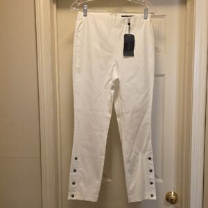 Rag & Bone White Simone Snap  Pants with Button Accents. A-8